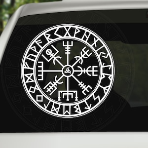 Vegvisir Autoaufkleber - Nordisches Schutzsymbol - Selbstklebend und Rückstandsfrei - Größen und Farben wählbar