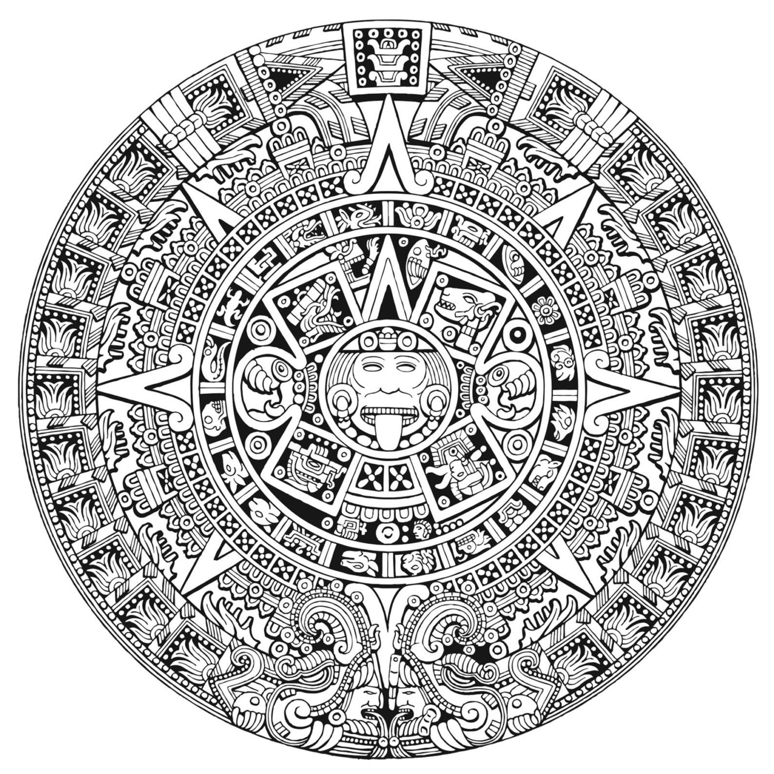 Maya Calendar Art Therapy Coloring Canvas Canvas Coloring Etsy