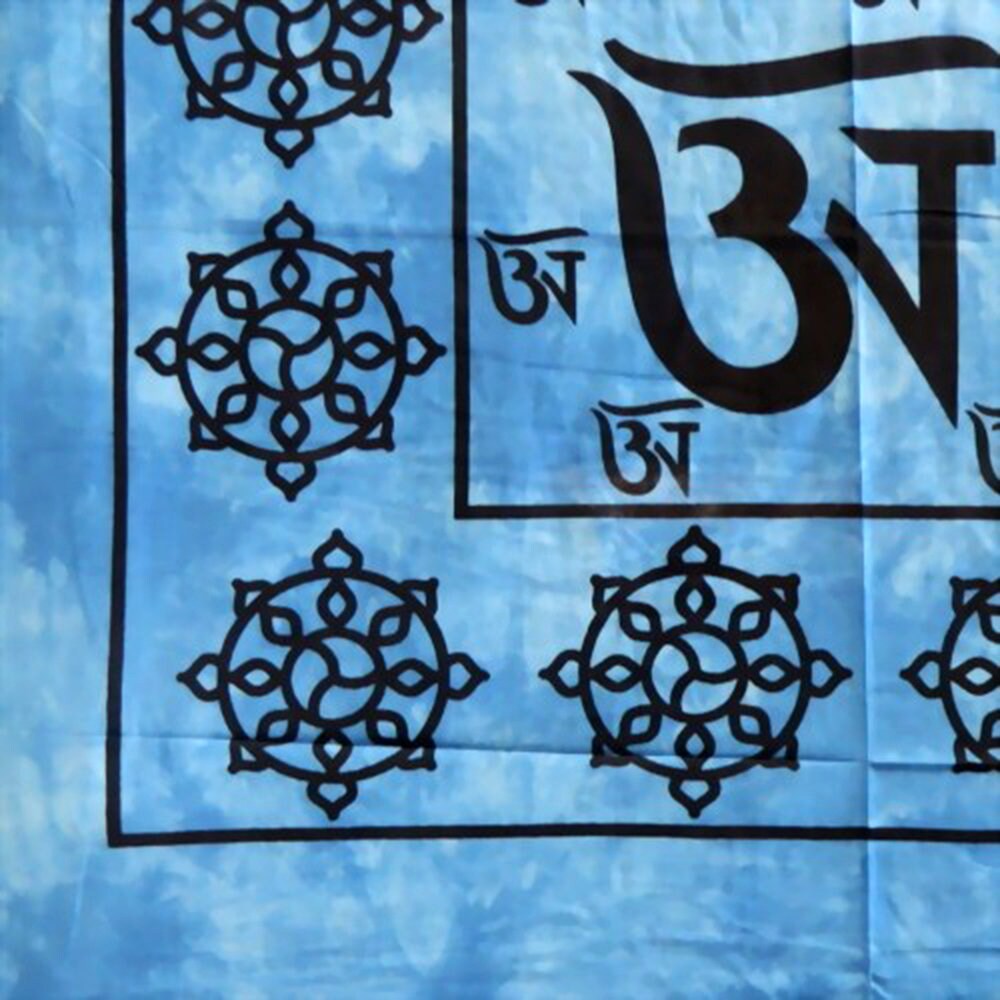 Om Mani Padme Hum Handloomed Cotton Meditation Yoga Bohemian Bedspread Tapestry Throw main image 1