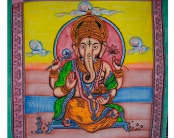 Ganesha - Buddha Tagesdecke - Wandbehang - Dekotuch 210 x 230 cm - bunt