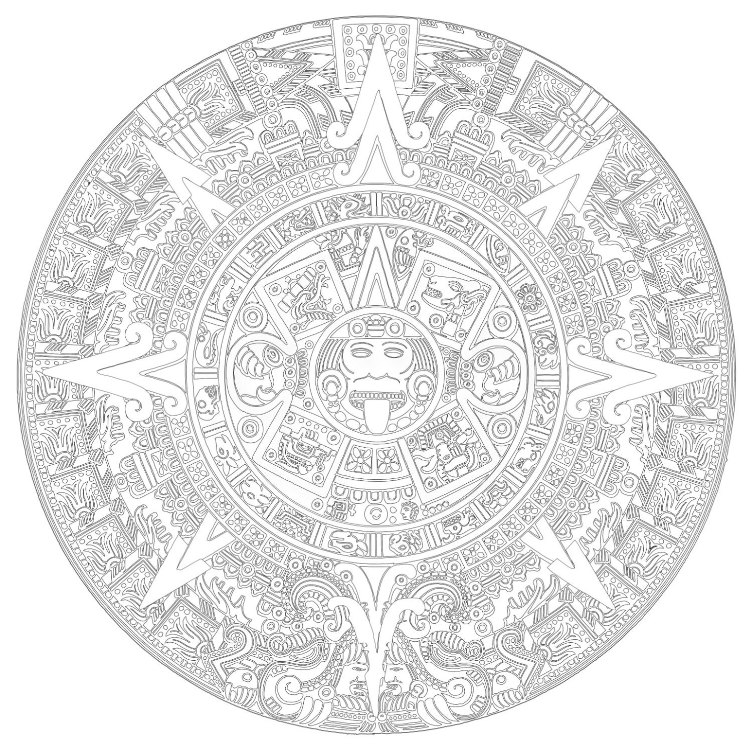 Maya Calendar Art Therapy Coloring Canvas Canvas Coloring - Etsy