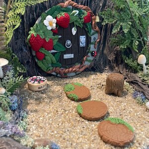 Fairy garden, fairy door, elf, miniature garden, polymer clay, fairy home, strawberry house image 4