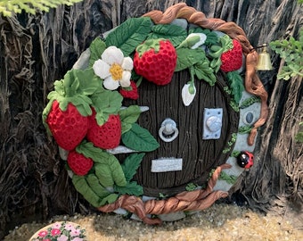 Fairy garden, fairy door, elf, miniature garden, polymer clay, fairy home, strawberry house