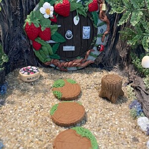 Fairy garden, fairy door, elf, miniature garden, polymer clay, fairy home, strawberry house image 3