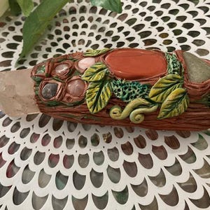 Beautiful crystal wand, red jasper, Grossular Garnet, Moss agate, topaz, clear quatz, Botswana agate, chalcedony, healing wand, lapis lazuli