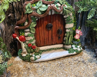 Fairy cottage, Miniature fairy garden, miniature garden, miniature flower, Fairy door, polymer clay mini garden terrarium, succulents, fairy