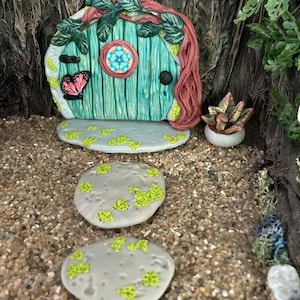 Miniature fairy garden, Fairies, Pretend play, miniature flower, Fairy door, polymer clay mini garden terrarium,Tooth Fairy Door, Mini door