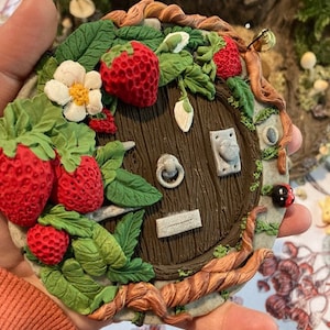 Fairy garden, fairy door, elf, miniature garden, polymer clay, fairy home, strawberry house image 8