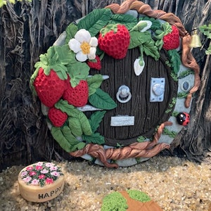 Fairy garden, fairy door, elf, miniature garden, polymer clay, fairy home, strawberry house image 5