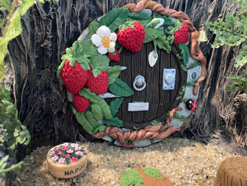 Fairy garden, fairy door, elf, miniature garden, polymer clay, fairy home, strawberry house image 5