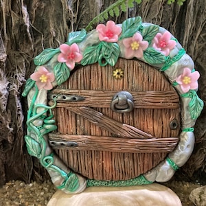 Fairy Door, Fairies, Fairy Garden, Miniature garden, Christmas decor, Clay Door, Gum leaves door, Doll house, pink fairiy