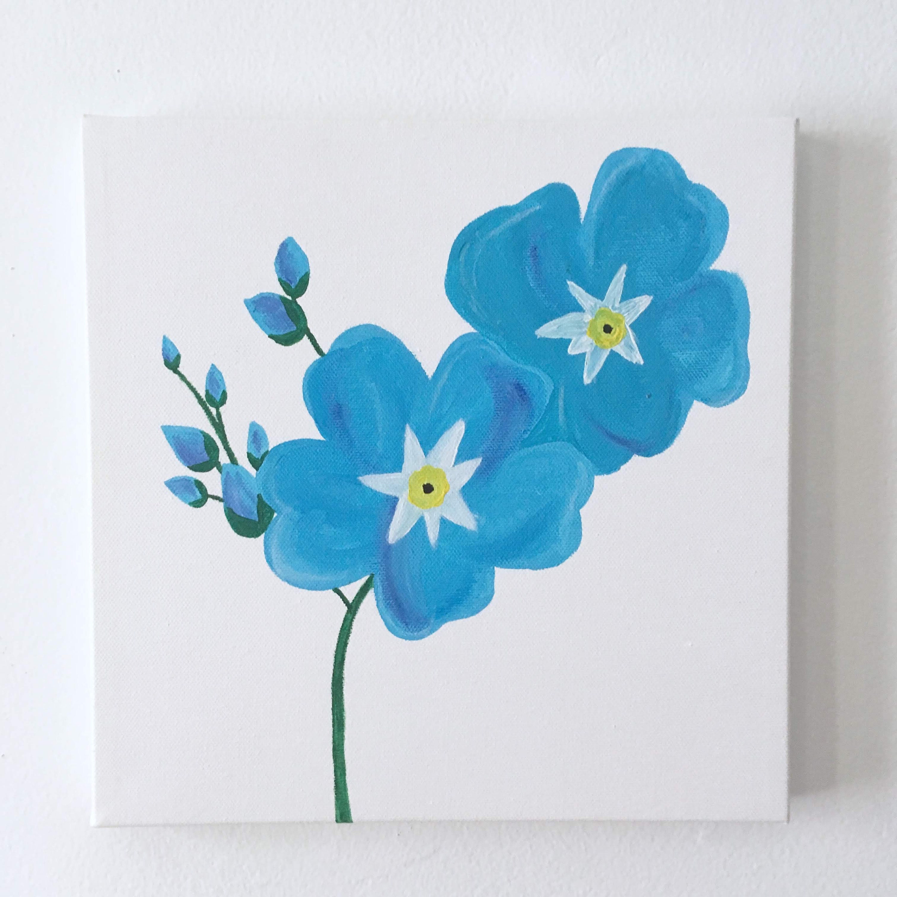Forget Me Nots Painting Floral Flower Painting Acrylic Etsy
