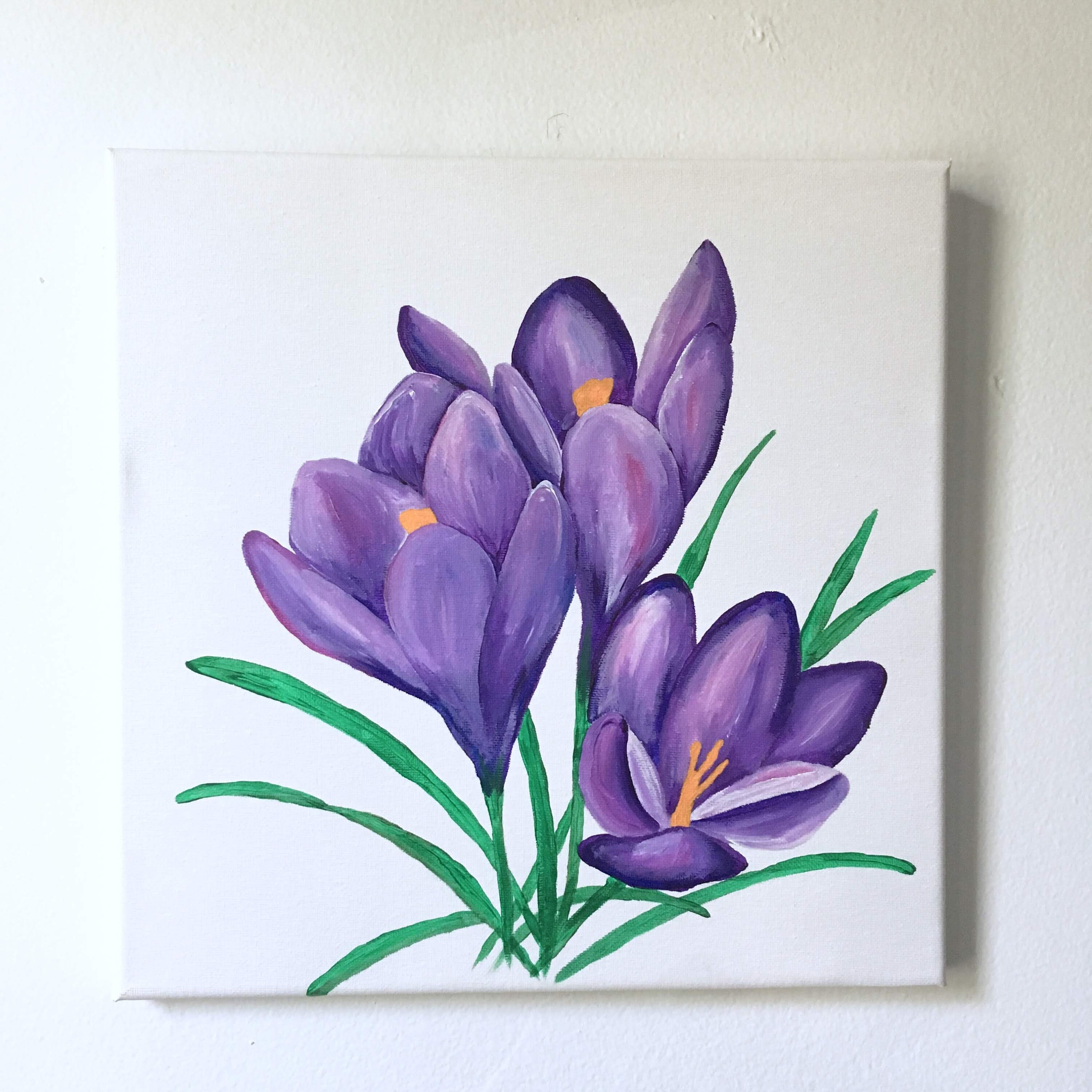 Crocus Painting Crocuses Floral Flower Painting Acrylic Etsy