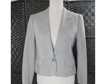 Blazer de lana Pendleton vintage, gris claro, minimalista, ropa de oficina