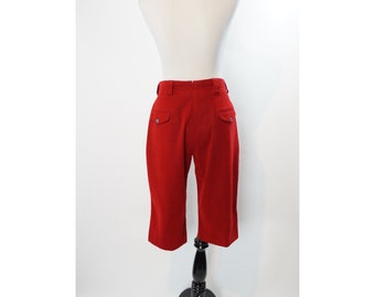 Vintage Velvet Capri Pants, Red, Dressy, Minimalist