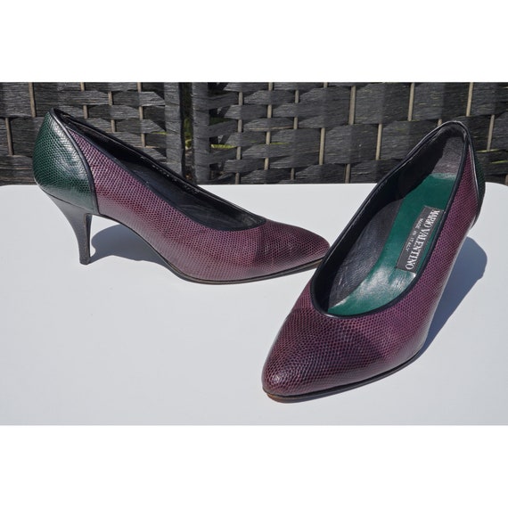 purple and green heels