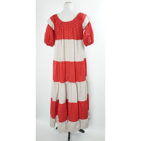 Vintage Muu Muu Dress, Red Floral Cottagecore, Pu… - image 5