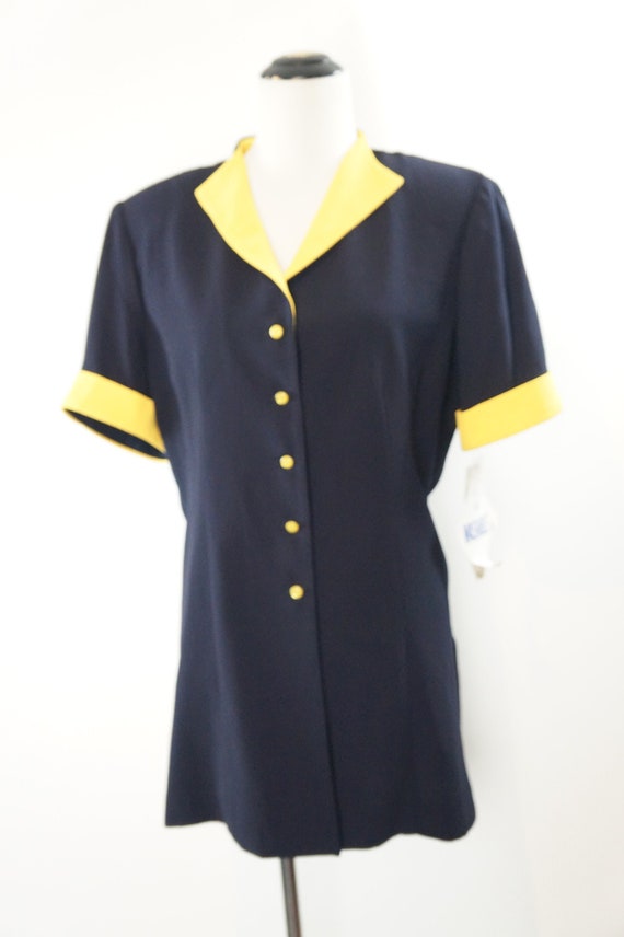 Vintage Blazer, Navy and Yellow, Short Sleeve, NWT