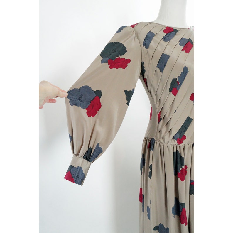 Vintage 80s Albert Nipon Dress Turquoise Polka Dot & Ruffles S / M