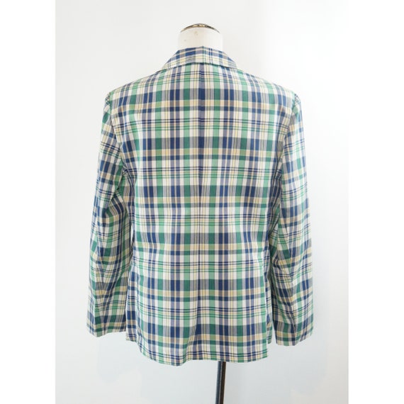 Vintage Plaid Blazer, 80s, Lightweight Cotton, Su… - image 4