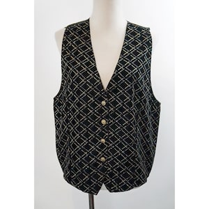 Vintage Velvet Glitter Vest, Gold Sparkle, Adjustable Tie Back, Buttons, Special Occasion, Dressy