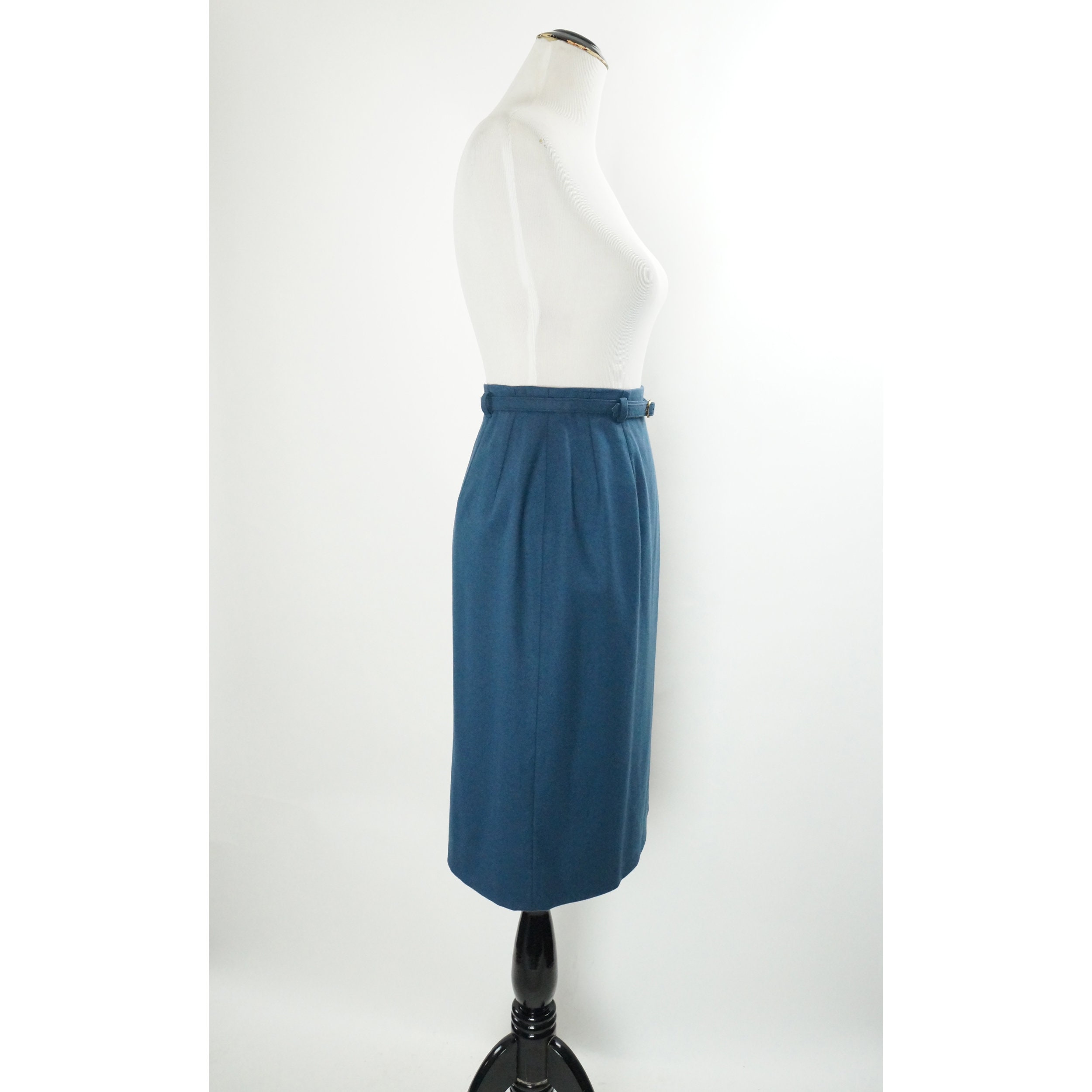 Vintage Pendleton Wool Pencil Skirt Belted Teal Blue Lined - Etsy