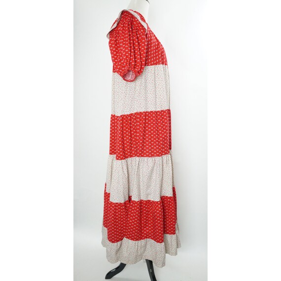 Vintage Muu Muu Dress, Red Floral Cottagecore, Pu… - image 3