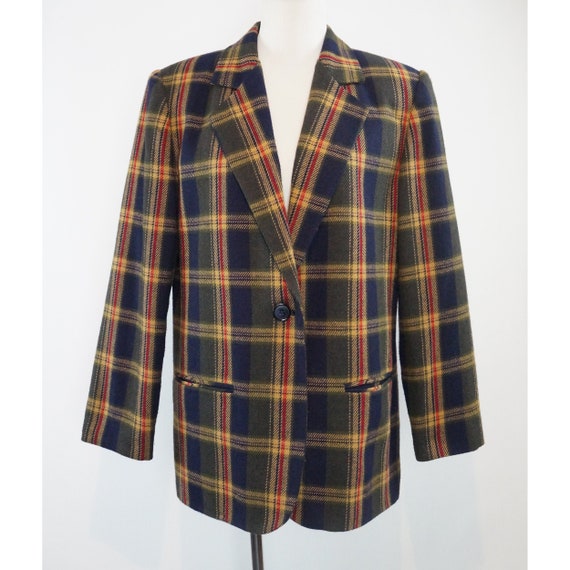 Vintage Plaid Blazer Oversize Boyfriend Jacket Wool 80s | Etsy