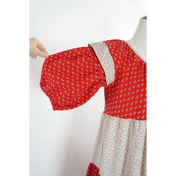 Vintage Muu Muu Dress, Red Floral Cottagecore, Pu… - image 2