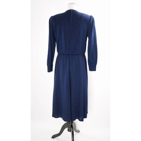 Vintage Sax Fifth Avenue Dress, Navy Midi, Gather… - image 4