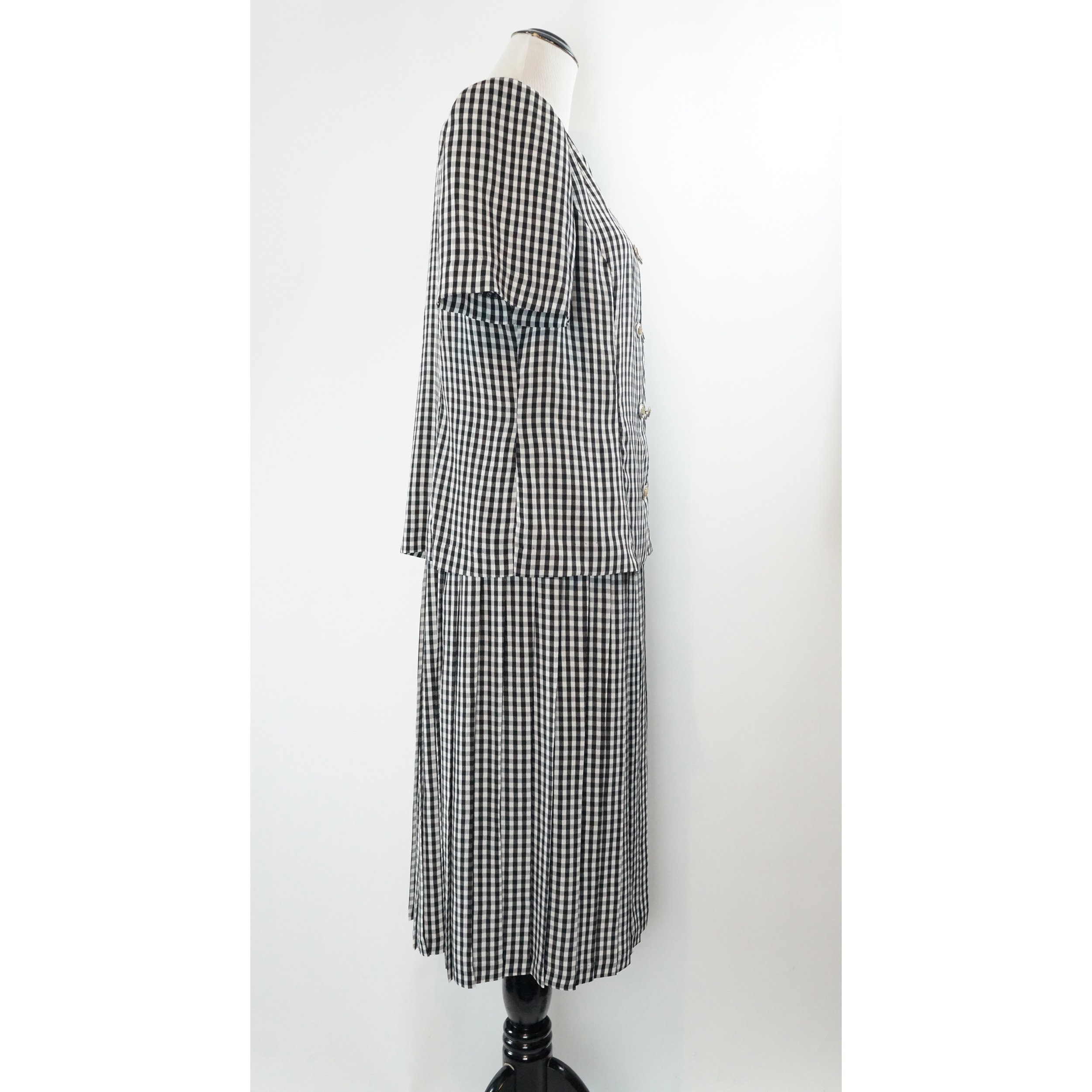 Vintage 80s Leslie Fay Gingham Dress Pleated Midi Skirt - Etsy