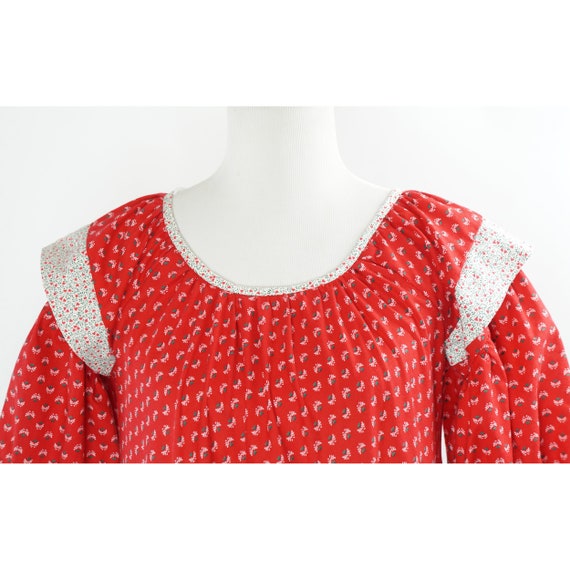 Vintage Muu Muu Dress, Red Floral Cottagecore, Pu… - image 6