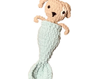 Crochet Handmade Plush Snuggle Mermaid Puppy Doll Ready to Ship