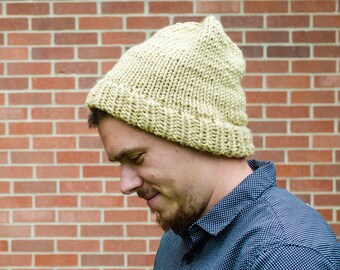 mens knit hat with brim