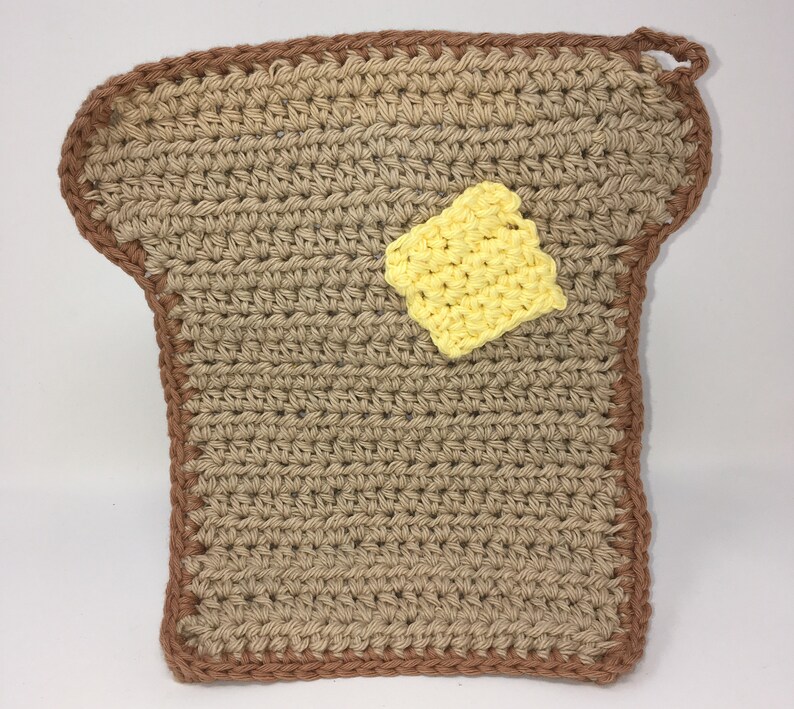 Handmade Crochet Toast and Egg Potholder Set, Kitschy Kitchen, 100% Cotton, Recycled Cotton, Breakfast image 2