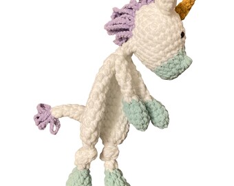 Handmade Crochet Plush Super Soft Snuggle Unicorn Lovey