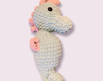 Handmade Crochet Plush Super Soft Snuggly Seahorse Lovey Mermaid Stuffie Under the Sea