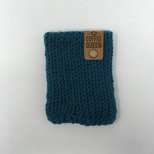 Coffee Queen, Knit Coffee Cozy, Coffee Lady, Handmade Coffee Sleeve