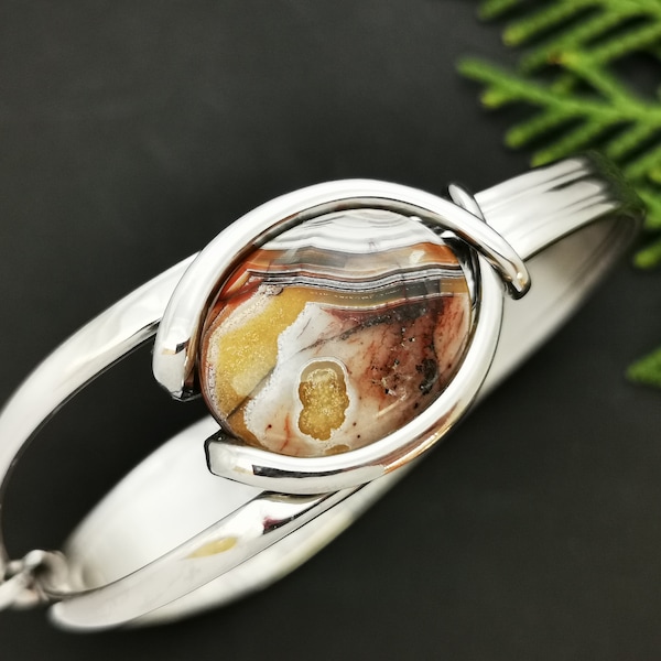 verrücktes Spitzen Achat Armband, 50.Geburtstag Geschenk für Frau, einzigartiger Schmuck, Mutter Geburtstagsgeschenk von Tochter, Schutz Kristall Armband