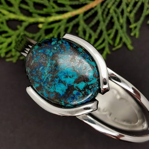 turquoise cuff bracelet, handmade of upcycled fork, one of a kind jewelry, unique gifts for women, silver cuff bracelet
