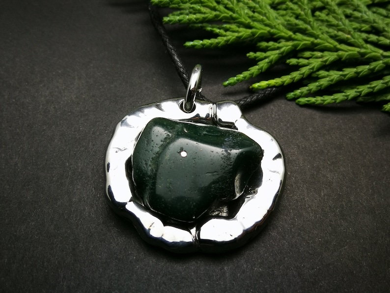 dark green jade nephrite necklace mens jade necklace green jewelry for men Valentines gifts for him green crystal pendant hunter gifts