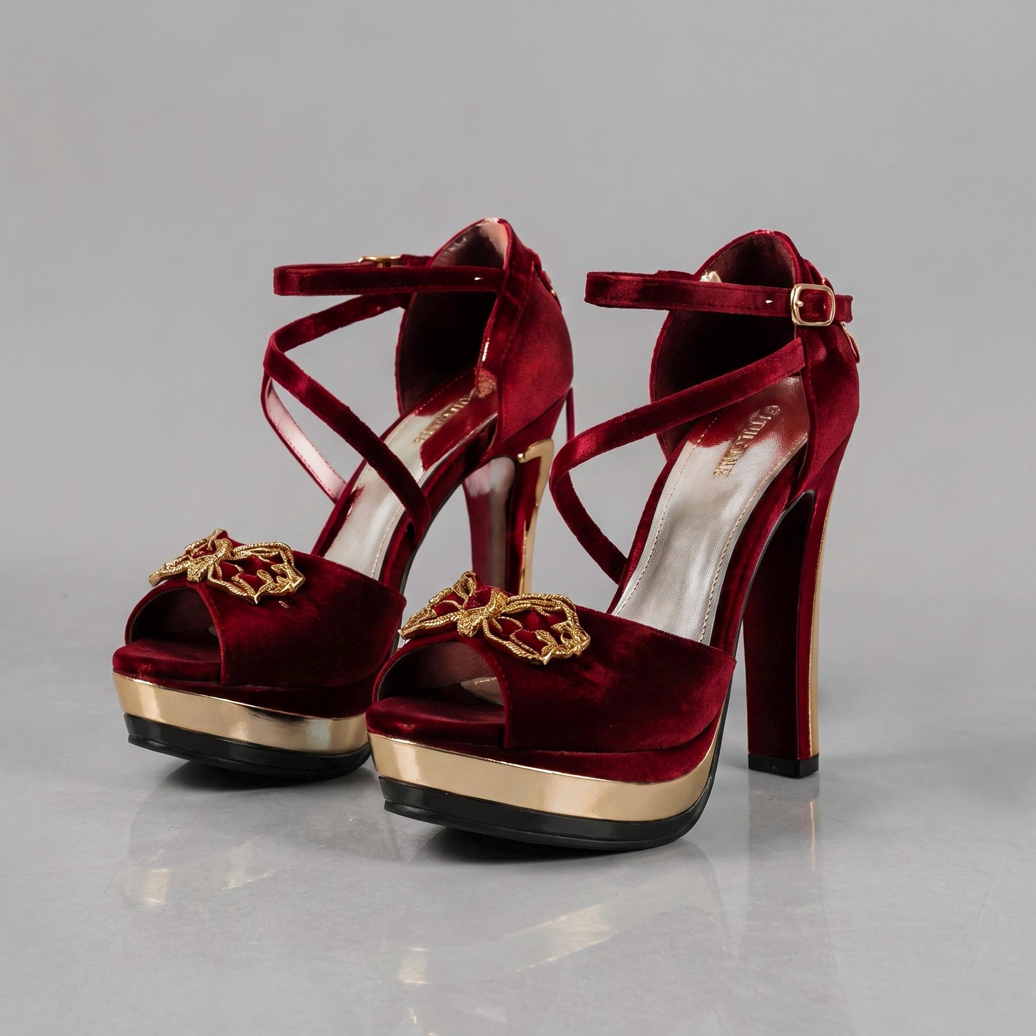 burgundy dress gold heels and Outfit Waist:35 pcat-200 En Saison Women's Vivian It has a comfortable