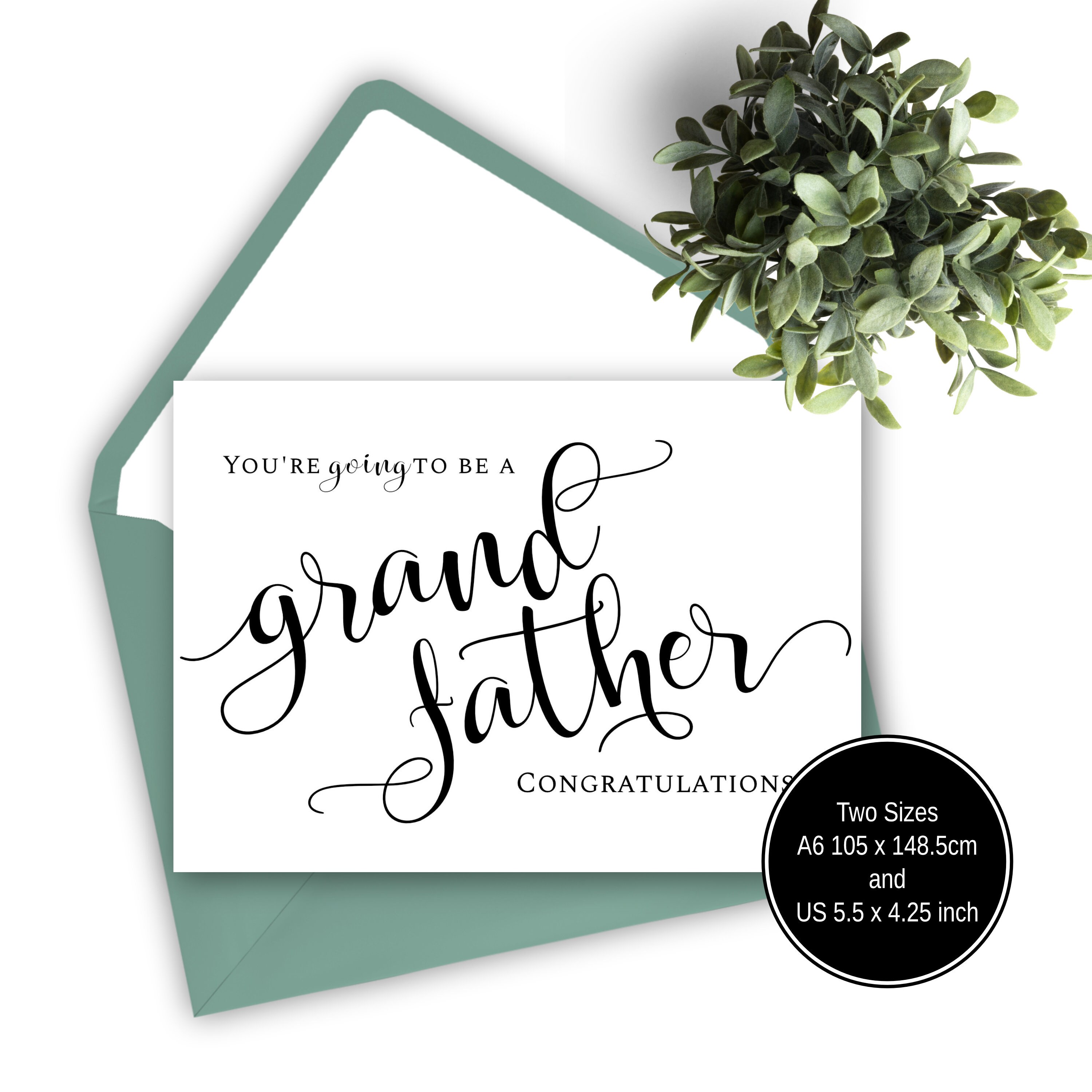 Printable Grandfather Announcement Card Congrats You're a | Etsy