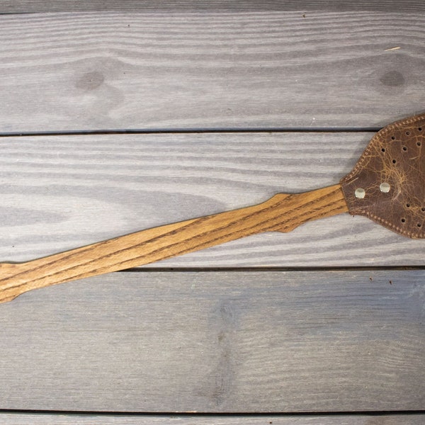 Leather Fly Swatter, Wood Handle, Personalized Engraved Wood Handle, Fly Swat, Leather Gifts, Gifts for Dad, Handcrafted Leather Gifts