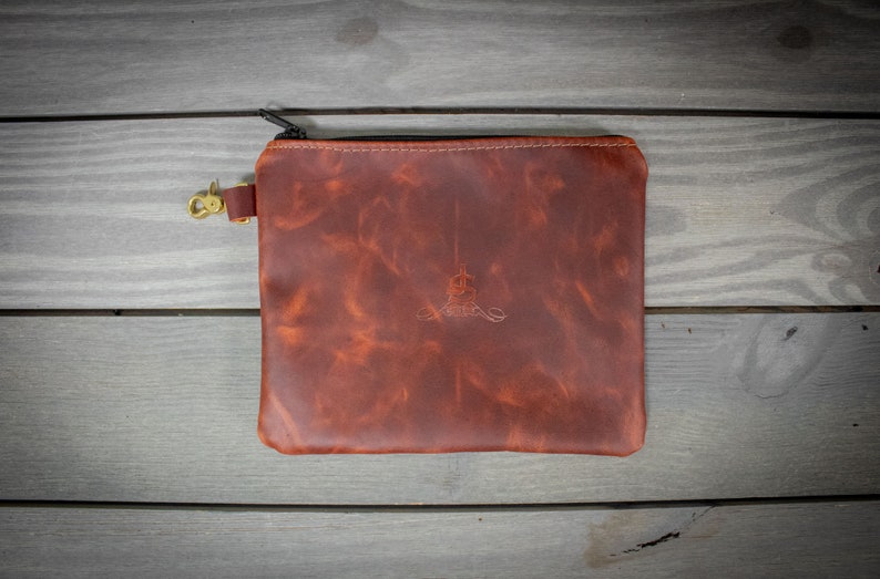 Bison Leather Valuables Pouch, Bison Leather, Golf Valuables Pouch, Golf Tee Pouch, Tee Bag, Personalized Golf Gift, Custom Golf Gifts Cognac Bison