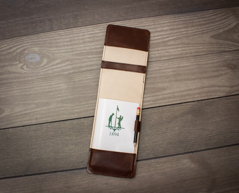 Leather Yardage Book Holder Scorecard Holder Custom Etsy