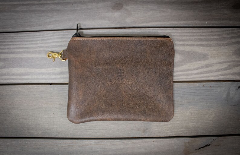 Bison Leather Valuables Pouch, Bison Leather, Golf Valuables Pouch, Golf Tee Pouch, Tee Bag, Personalized Golf Gift, Custom Golf Gifts Distressed Bison