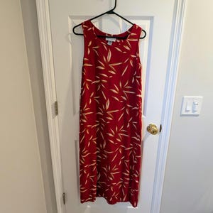 Vintage Casual Corner Annex Red Leaf Print Dress Size M
