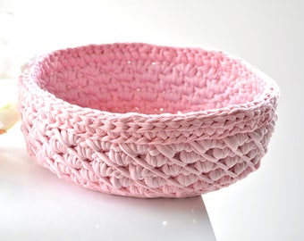 Christmas basket - Pink Crochet Basket: Chunky Yarn Nursery Storage, Boho Decor