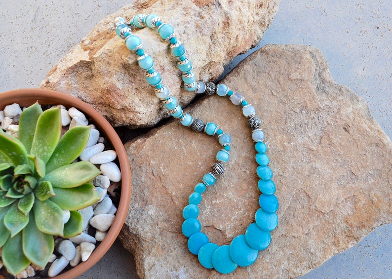 gift idea personalised necklace gift for mother crystal necklace gift for teacher Blue statement necklace unique necklace